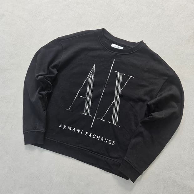M 아르마니 큐빅로고 블랙 맨투맨 0408Y