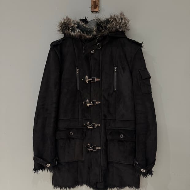 in the attic buckle fur trimming jacket