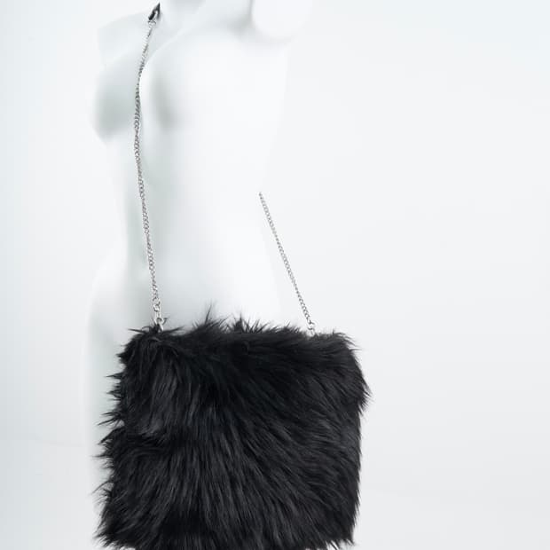 DIESEL black fur cross bag