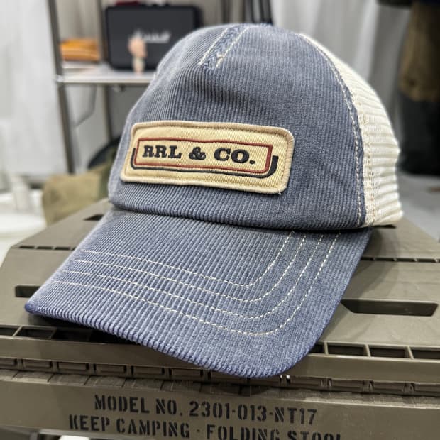 RRL 코듀로이 메쉬 트러커 캡 (워시드 블루/베이지)