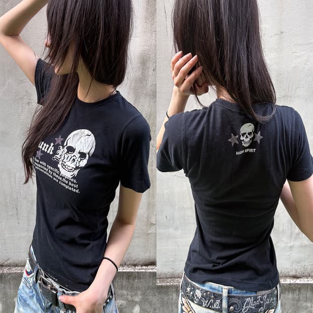 Y2K Skull Graphic Slim T-shirts
