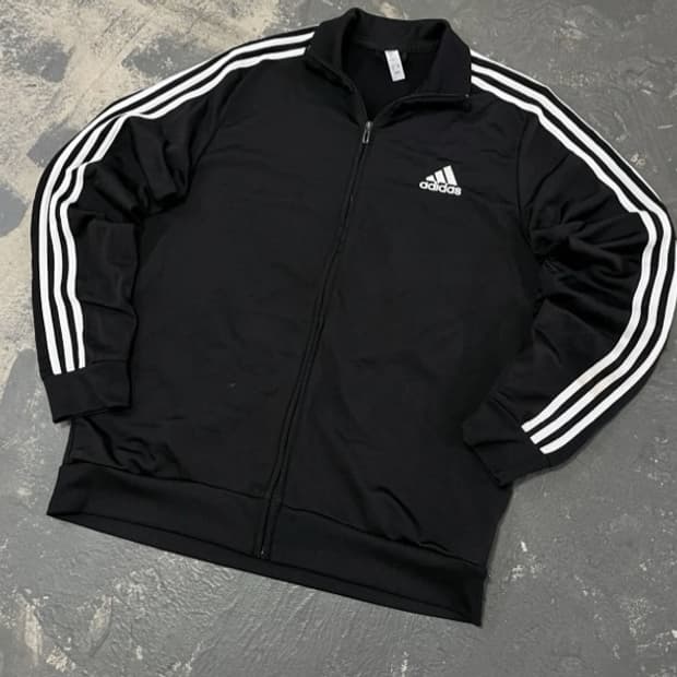 아디다스 블랙 검흰 트랙탑 져지집업 105/XL