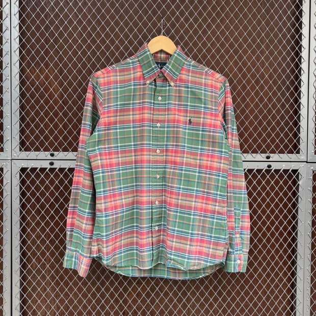 폴로 랄프로렌 체크 커스텀핏 코튼 셔츠 빈티지 난방 셔츠 S