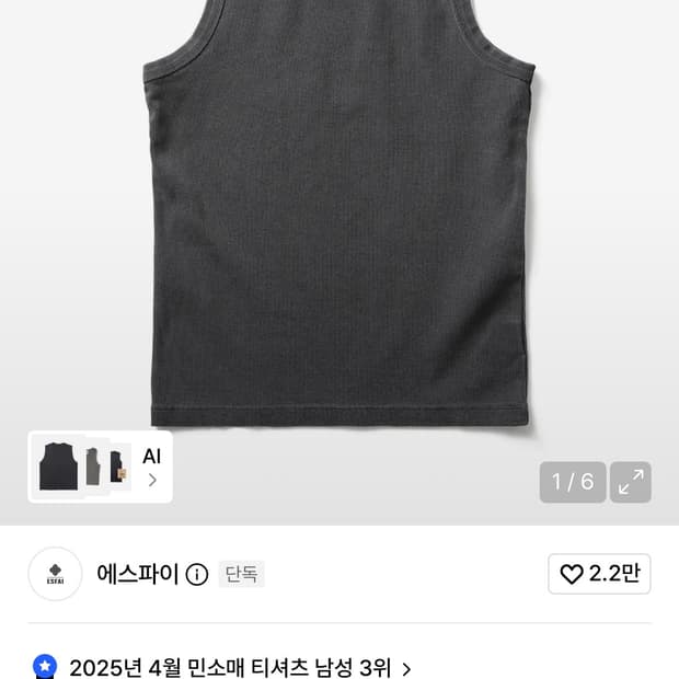 [우연 × ESFAI]VTG SLEEVELESS (CHARCOAL)