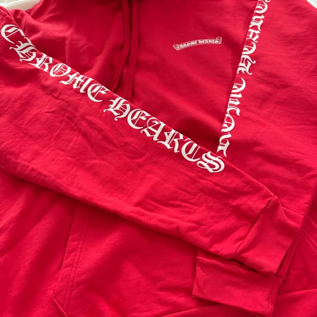 크롬하츠 스크롤 로고 후드 레드 xl 새상품
