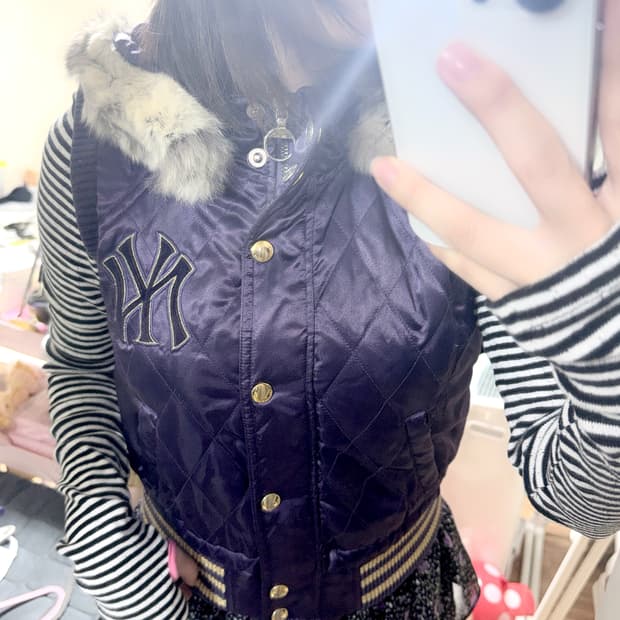 MLB VINTAGE 갸루 퍼 패딩 조끼 고스 히메 오네 펑크