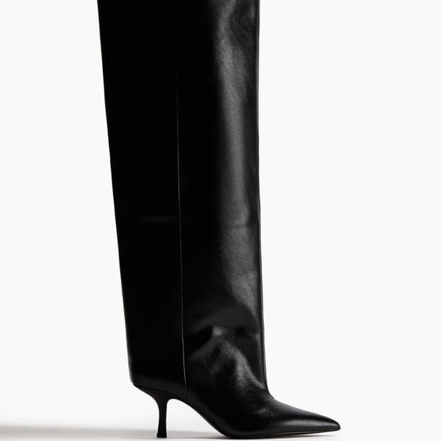 H&M 에이치앤엠 레더 니하이 부츠 힐