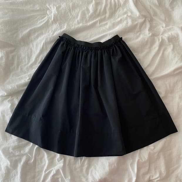 블랙 미디 코튼 스커트
