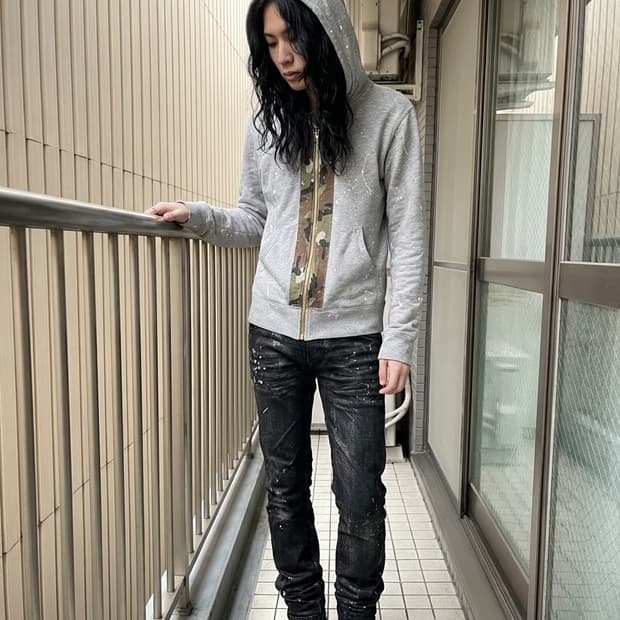 꼼데가르송 옴므 페인팅디테일 후드집업