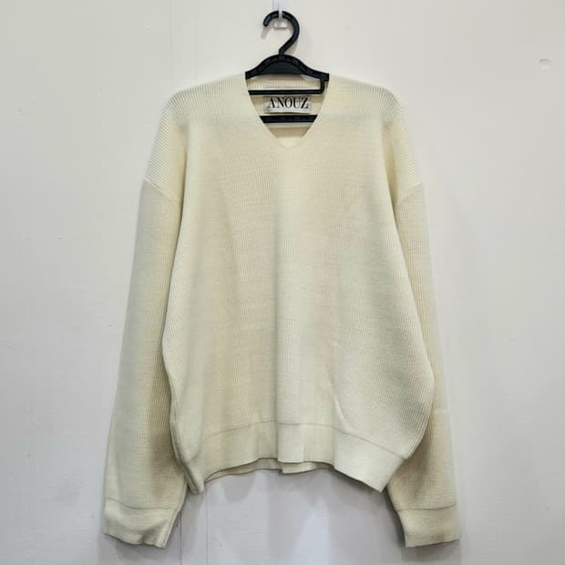 [L] 어누즈 Anouz 브이넥 릴렉스핏 니트 아이보리 남성 L