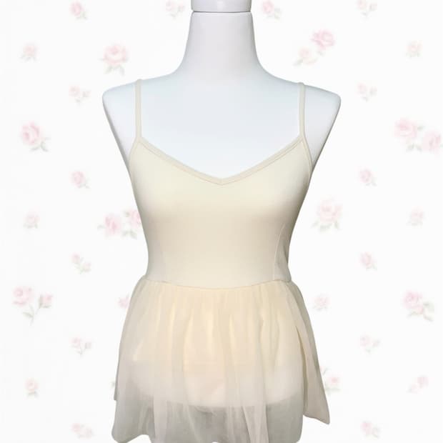 Dazyclair 발레코어 옐로베이지 슬리브리스 나시