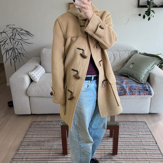 버버리 헤링본 떡볶이 코트 (Man M) AA0932