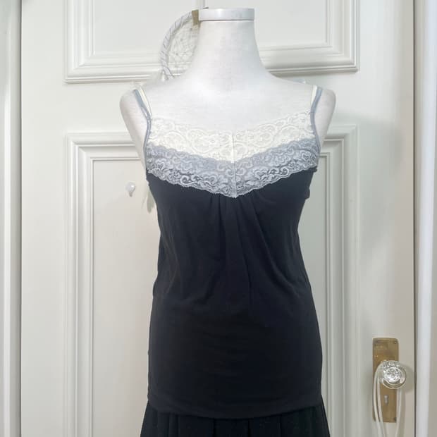 black lace trim shirring cotton sleevele