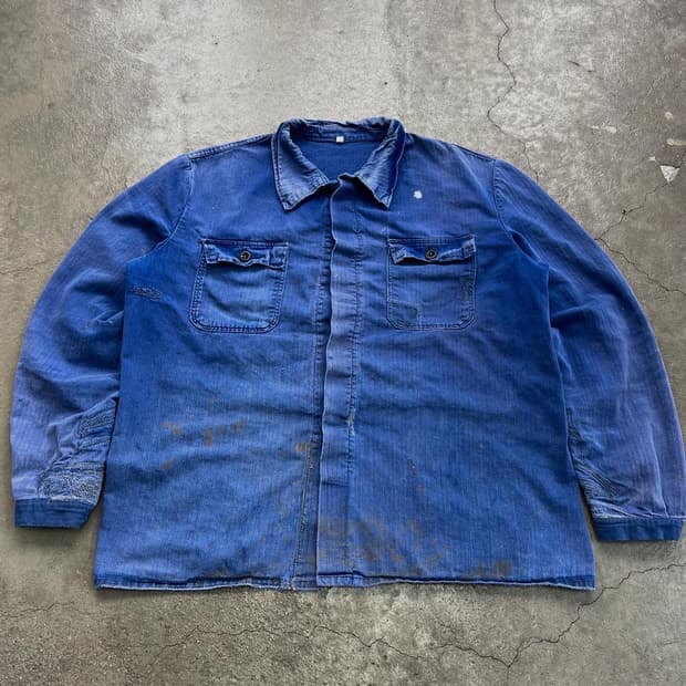 HARD SUN FADED HBT 헤링본트윌 보로 프렌치워크자켓