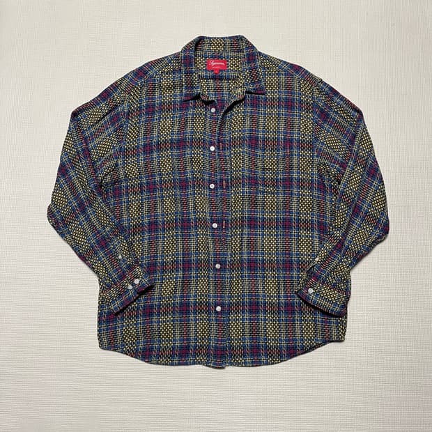 슈프림 바스켓 위브 플래드 셔츠 옐로우 