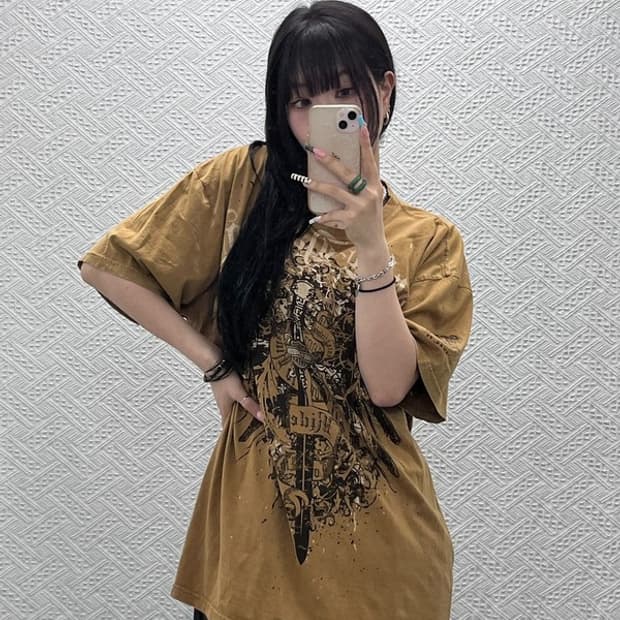 할리데이비슨 희귀 빈티지 고딕 락펑크 데빌 윙 반팔티 XL C13137