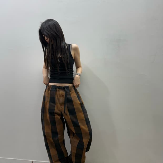 슈프림 밴딩 벨트 디테일 와이드 팬츠