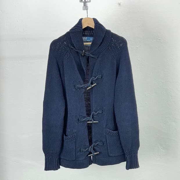 폴로 랄프로렌 네이비 숄카라 토글 리넨 블렌드 니트 가디건