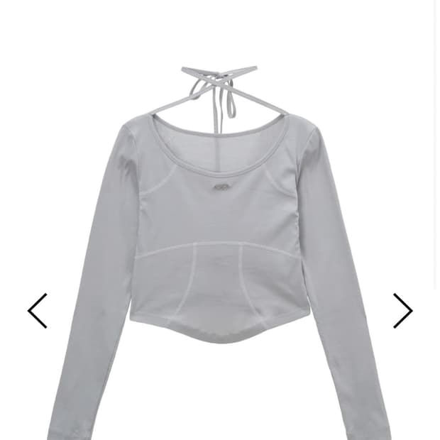 허그유어스킨 메탈 로고 스카프 탑 그레이시 블루