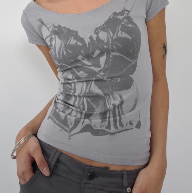 나체 SLIP X-RAY PRINTED T-SHIRT GRAY 반팔