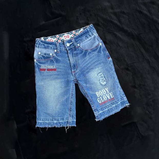 일본빈티지 Body Glove 빈티지 디스트로이드 데님 하프 팬츠