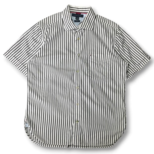 타미힐피거 스트라이프 트림핏 반팔 셔츠 L