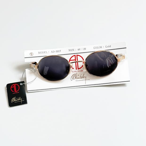 90s ALAIN DELON 알랭들롱 골드 오벌 프레임 빈티지 선글라스
