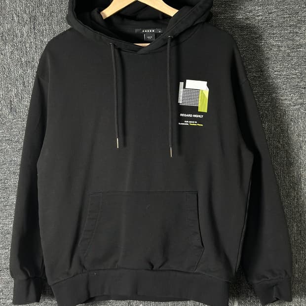 앤듀 오버핏 블랙 후드티