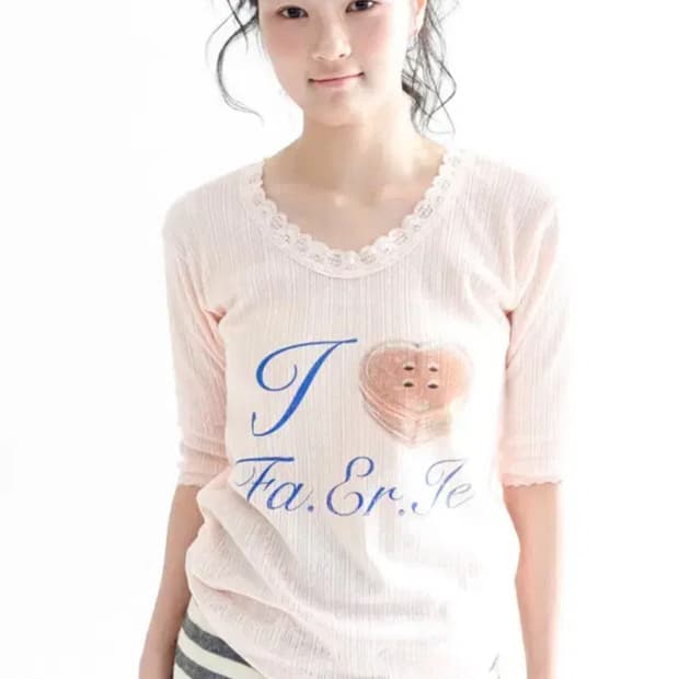 샵페어리 레이스티셔츠 핑크