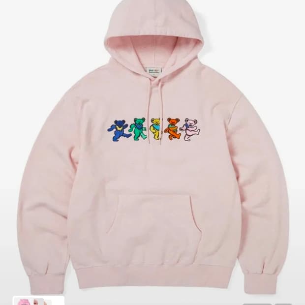 새상품 디스이즈네버댓 그레이트풀데드 후드 헤더 핑크 l사이즈