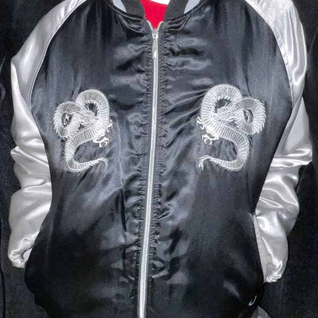 일본빈티지 재패니즈 요코하마 용 자수 스카잔