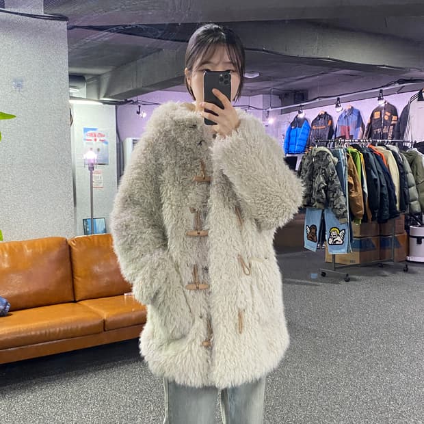 파르티멘토 우먼 후디드 더블 퍼 코트 B3584