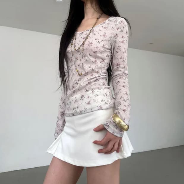 교신 가능) 플라워 패턴 티