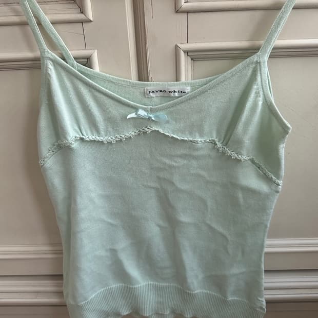 빈티지 민트 민소매 나시 니트