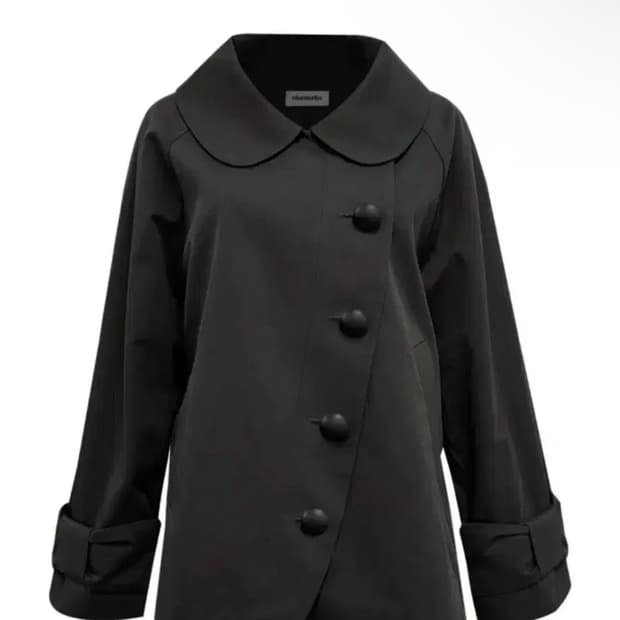 체메씨 BOW ROUND COTTON HALF COAT 차콜