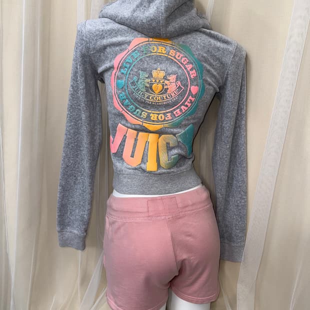 S Juicy Couture 벨벳 후드집업 라이트 그레이