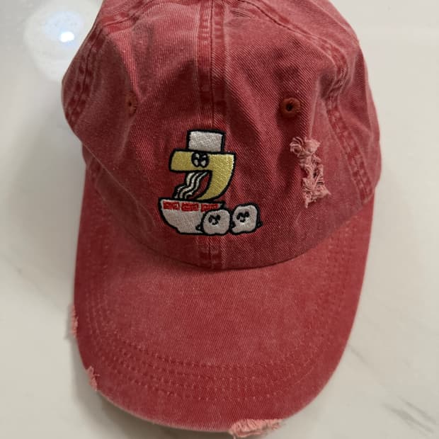 워싱 디스트로이드 자수 볼캡 