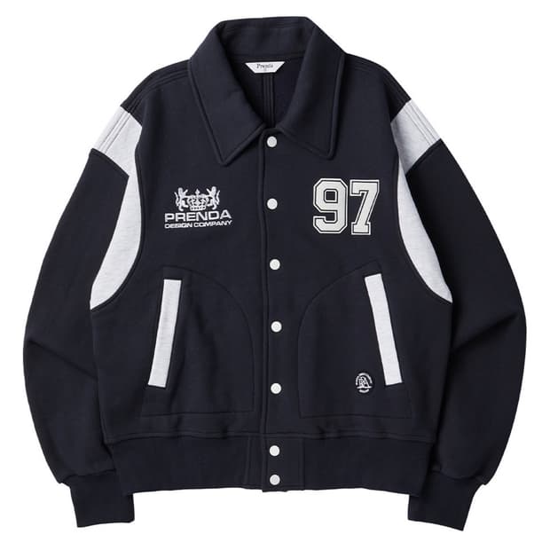 [프렌다] SWEAT VARSITY JACKET NAVY (NO 기모)
