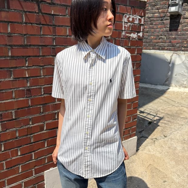 Polo Ralph Lauren 핀 스트라이프 반팔 셔츠 S