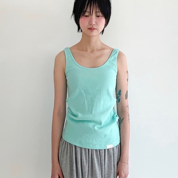 샵페어리 basic sleeveless 민트 슬리브리스