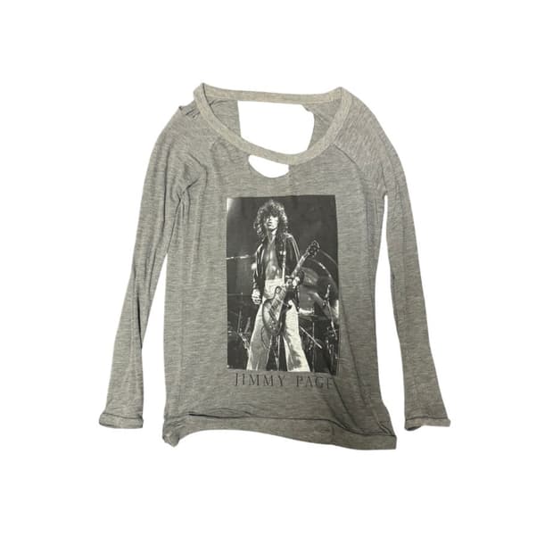 Jimmy Page distressed Gray Long Sleeve