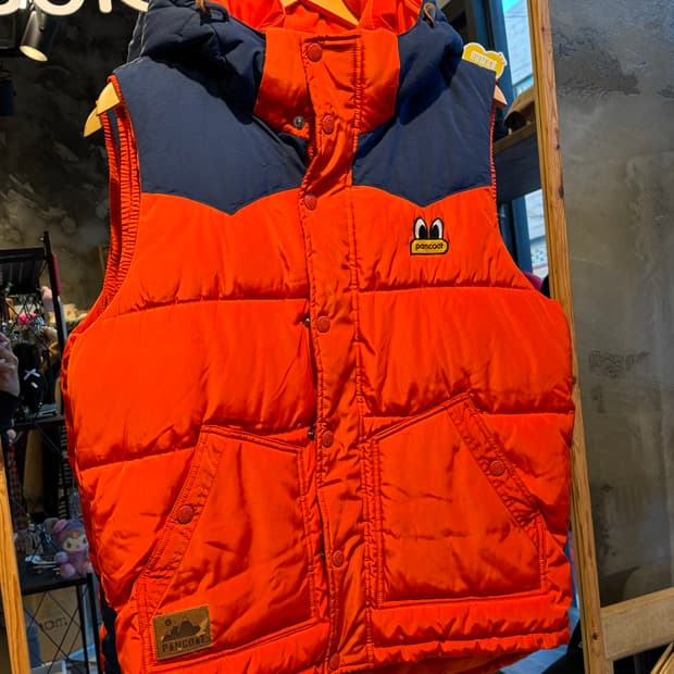팬콧 오렌지 숏 패딩베스트 L