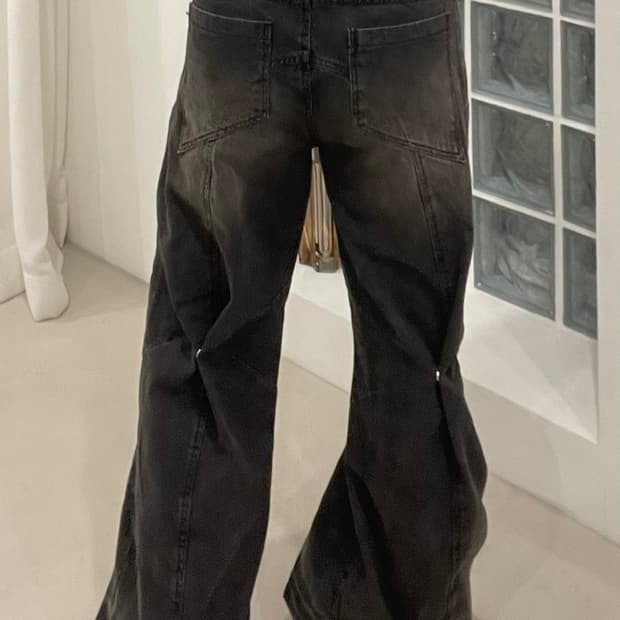 워싱 스냅 부츠컷 와이드팬츠 남녀공용 새상품