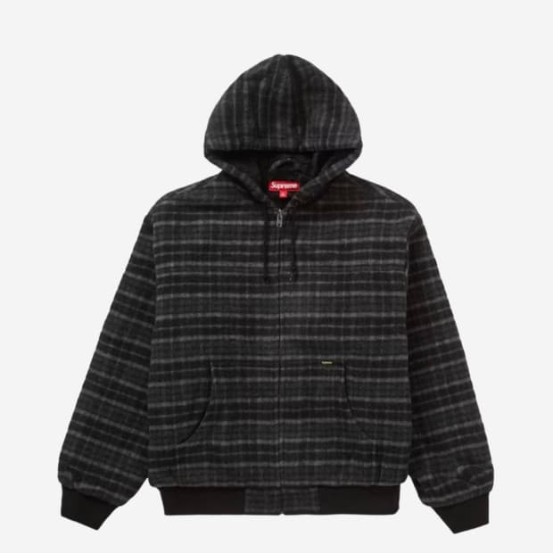 L) 슈프림 플레이드 울 후드 워크자켓 블랙 