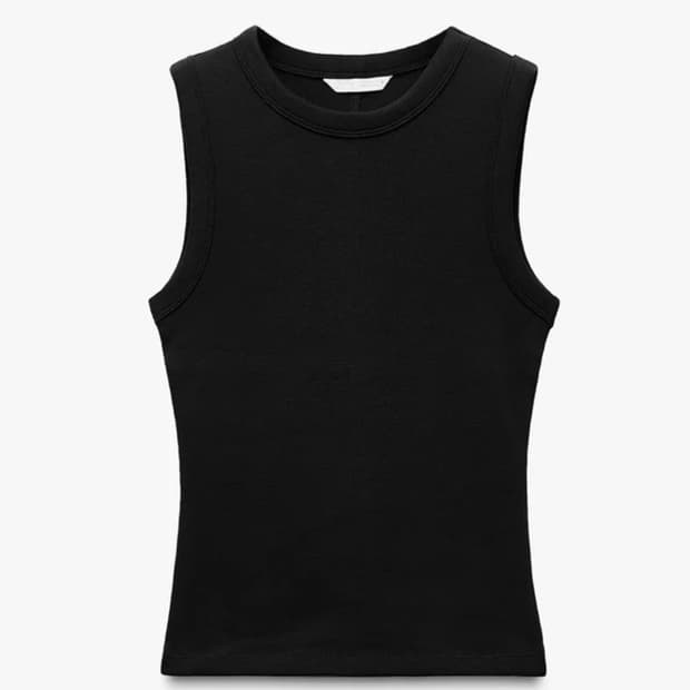 ZARA 자라 리브드 탑 S 블랙