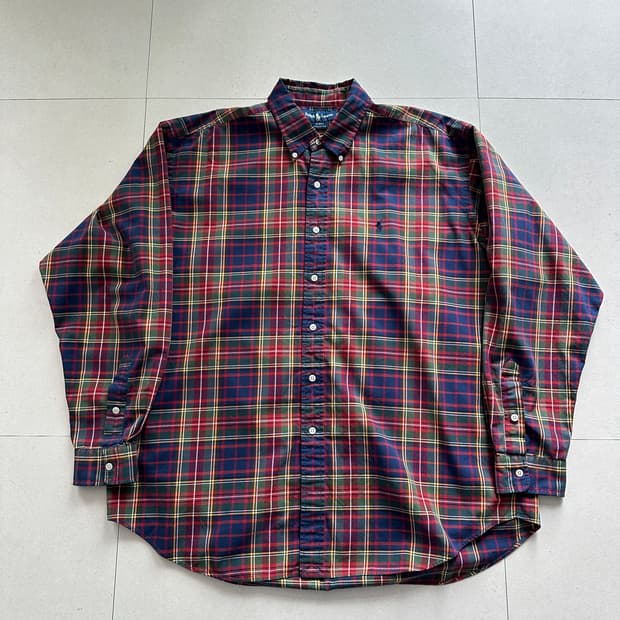 90s 폴로 랄프로렌 블레이크 체크셔츠 XL