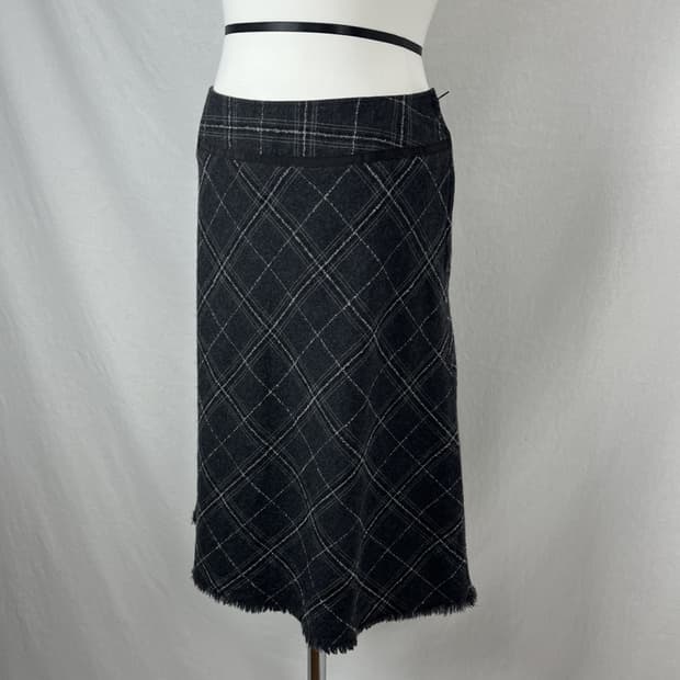 COMME CA ISM 체크패턴 디스디테일 미디스커트 