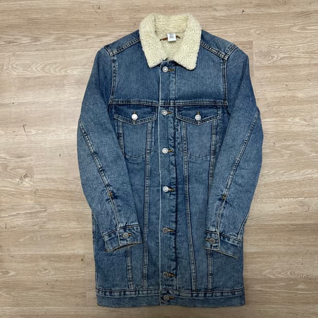 엔 데님 여성 양털 카라 롱 데님 청자켓 [중청] 32