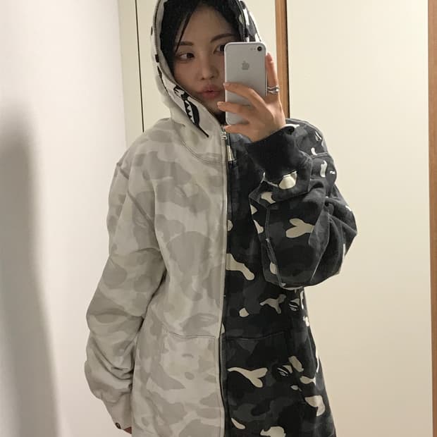 베이프 반반 샤크 후드집업