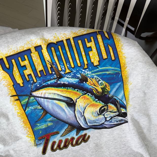 00s 아메리칸 빈티지 황다랑어 프린팅 티셔츠 L (105)